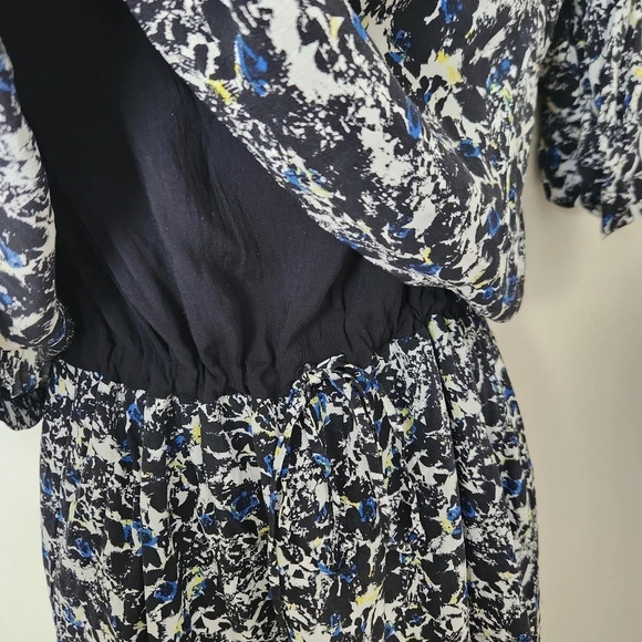 Comptoir des Cotonniers | 100% Silk Abstract Floral Short Sleeve Dress - Sz XS/S - Picture 5 of 15